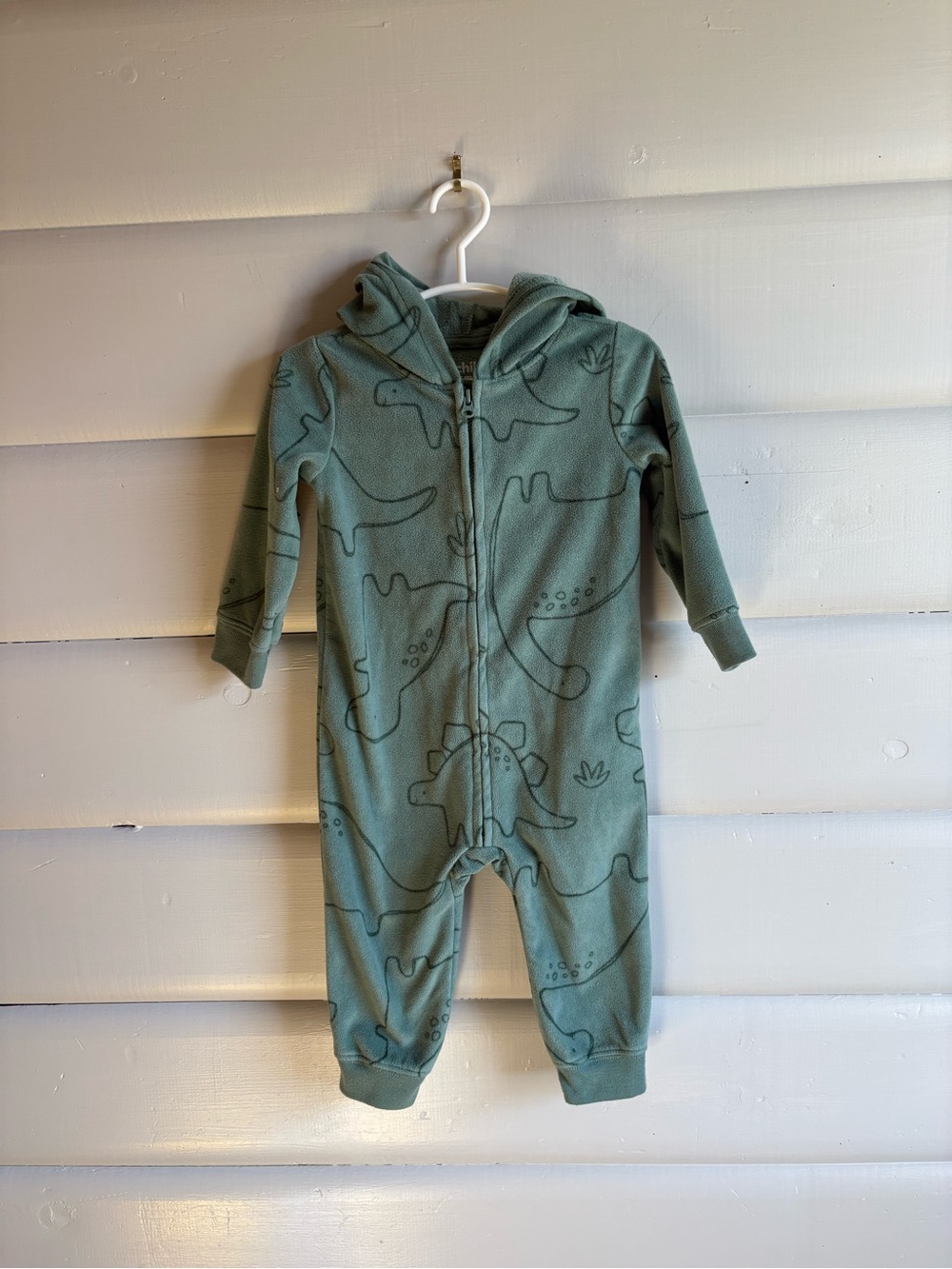 3/$25 Child of Mine One Piece Fleece Dinosaur outfit baby size 12m